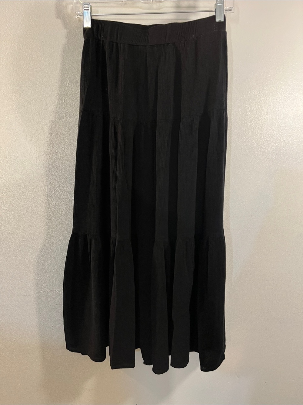 Streetwear Society Black Tiered Maxi Skirt with Elastic Waist